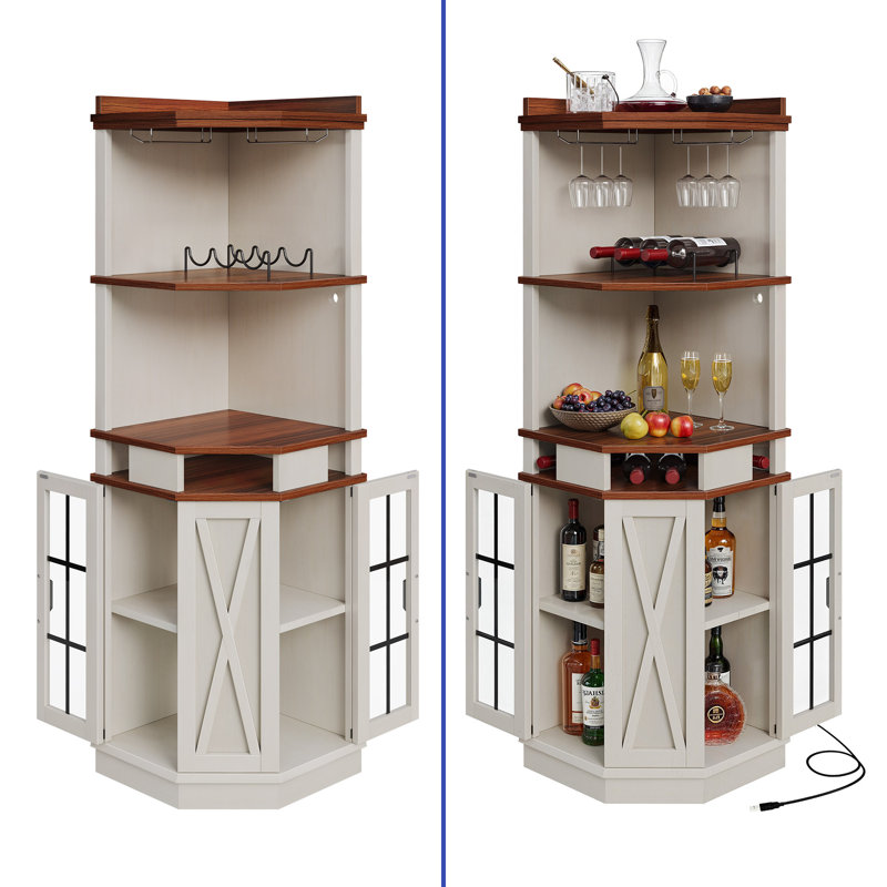 Ivy Bronx Nekol 72'' H Corner Bar Cabinet with LED Lights Ivy Bronx Nekol 72'' H Corner Bar Cabinet with LED Lights